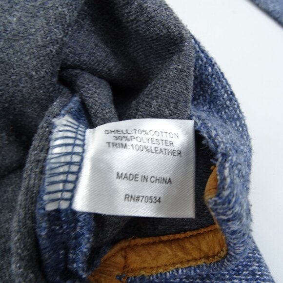 ORVIS Simoom Tweed Quarter-Zip Sweatshirt L Blue Brown Leather Elbow Patch - Picture 4 of 7